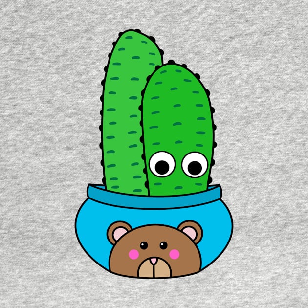 Cute Cactus Design #217: Cacti In Bear Pot by DreamCactus